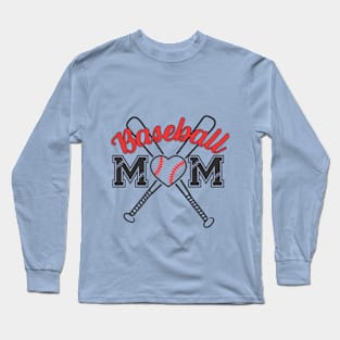 Baseball Mom with Heart Inside the Ball Long Sleeve T-Shirt